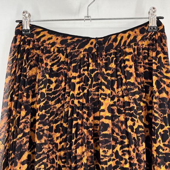 AllSaints Cora Ambient Skirt Midi Size 6 Animal Print Pleated High-Low Sheer - Picture 6 of 15